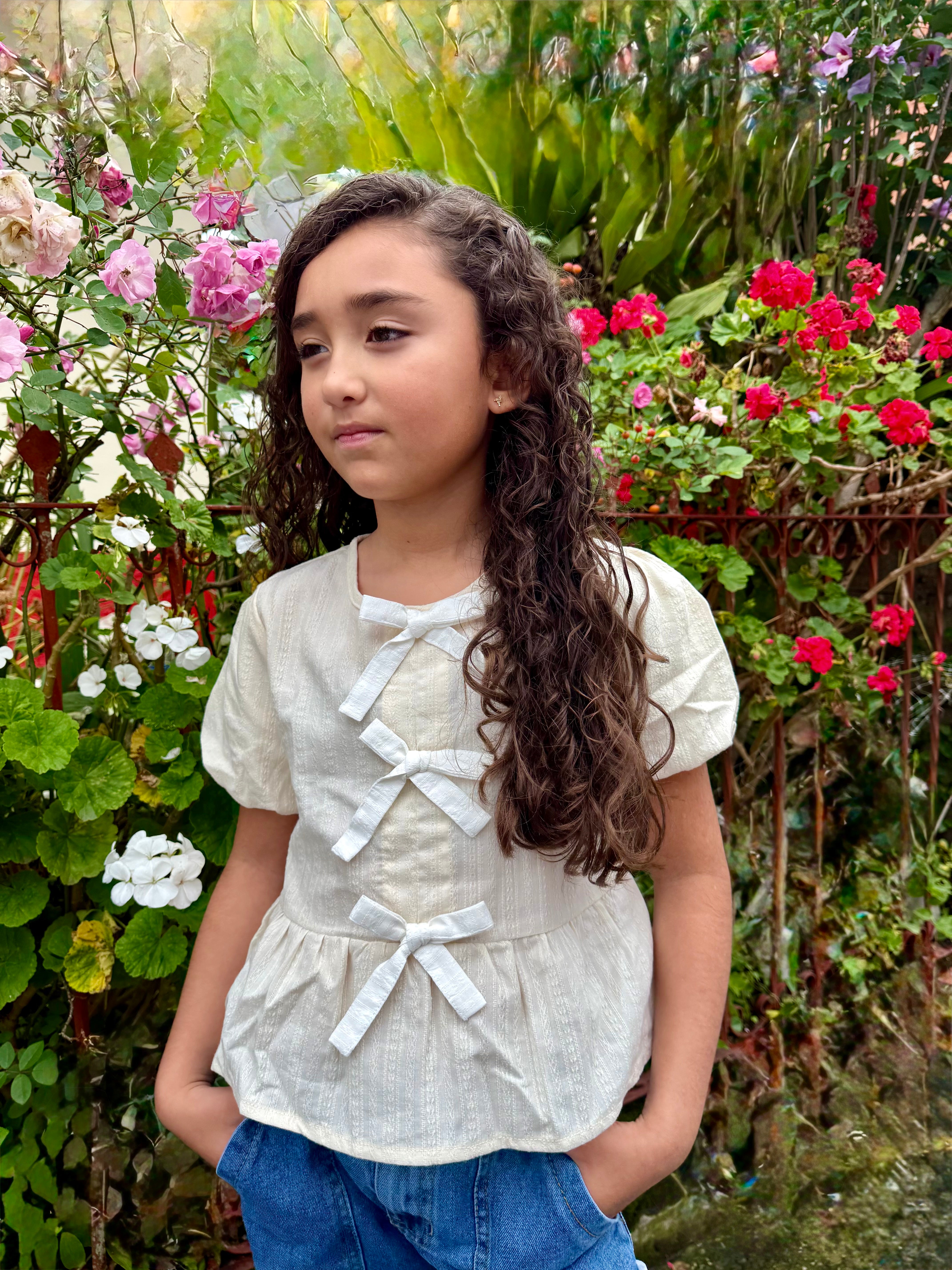 Camisa moños para niña