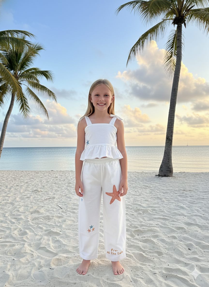 Pantalon barrel estampado para niña
