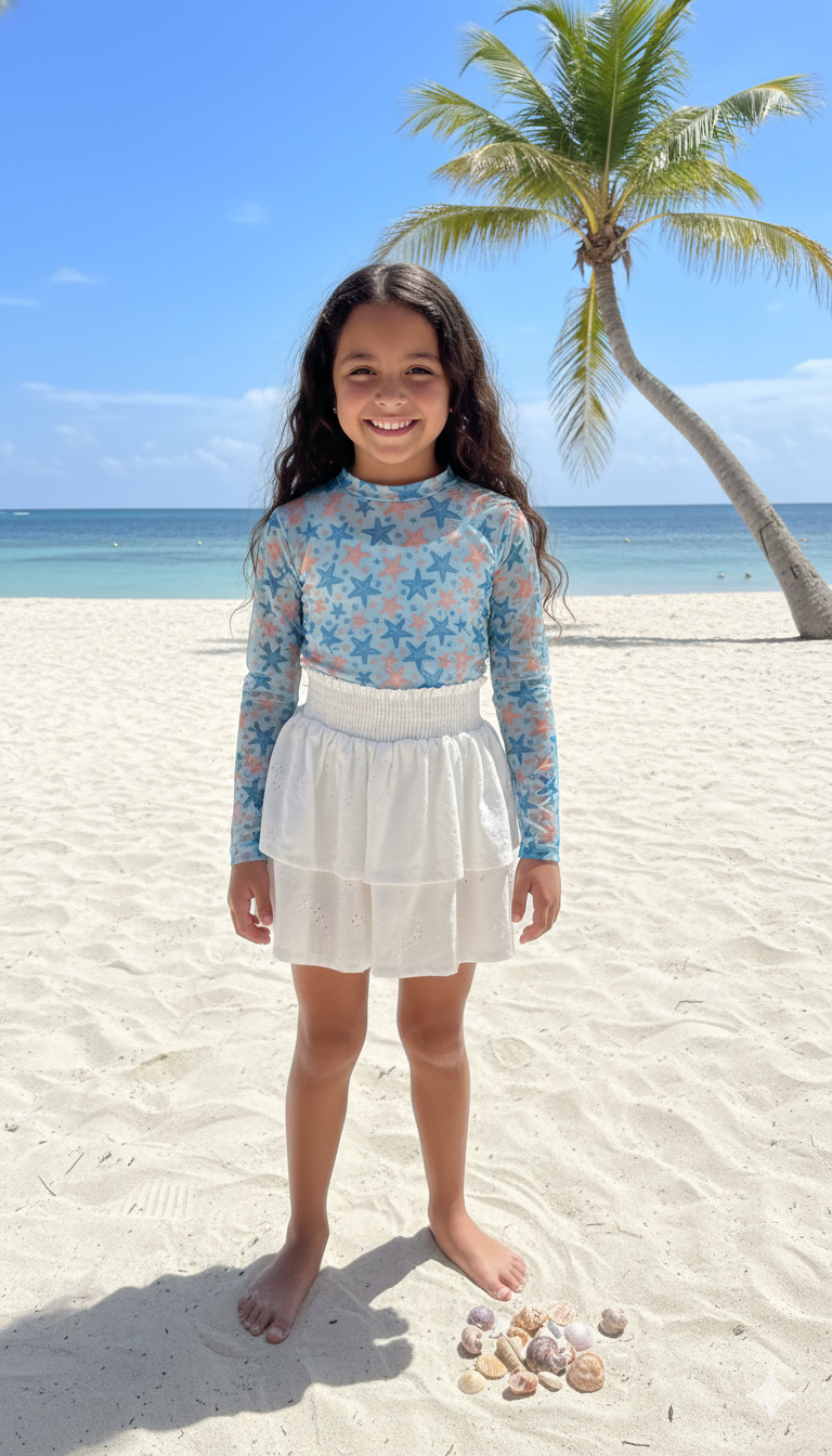 Camisa estrellas en malla para niña