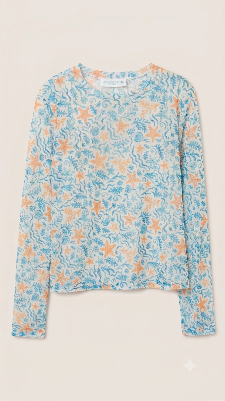 Camisa estrellas en malla para niña